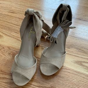 Lulu’s Beige Suede Lace Up Heels - Size 8 - Never Worn